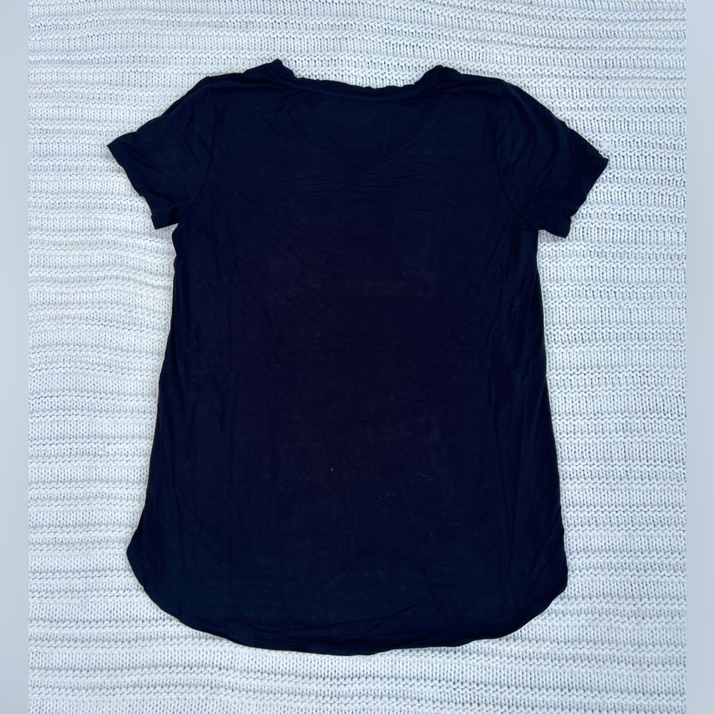 Joan Vass, Black V-Neck Short Sleeve, Size M - Picture 3 of 3